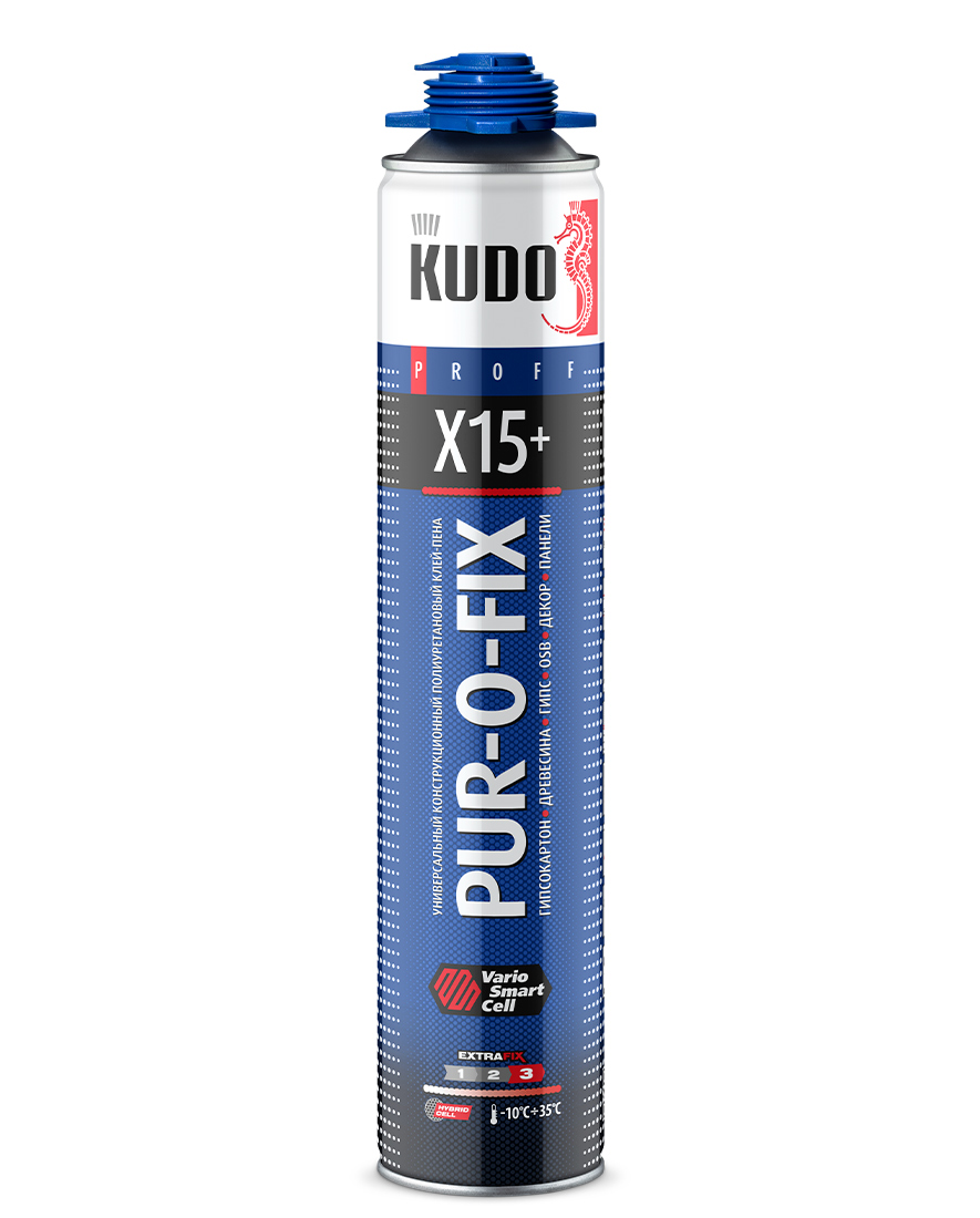 Клей-пена конструкционный профессиональный PUR-O-FIX X15+ EXTRA FIX KUPP10B15SU